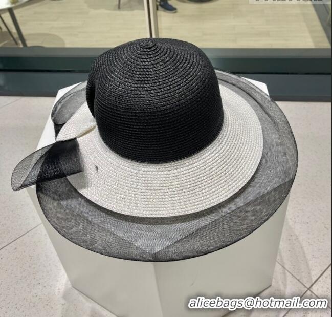 Hot Style Chanel Straw Hat CH22704 Black/White 2023