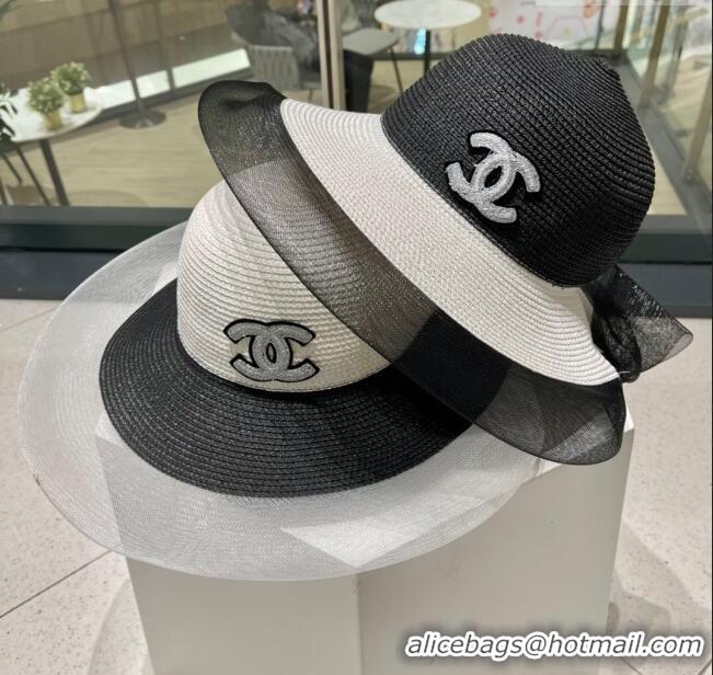 Hot Style Chanel Straw Hat CH22704 Black/White 2023