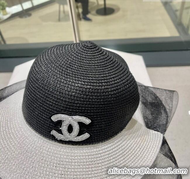 Hot Style Chanel Straw Hat CH22704 Black/White 2023