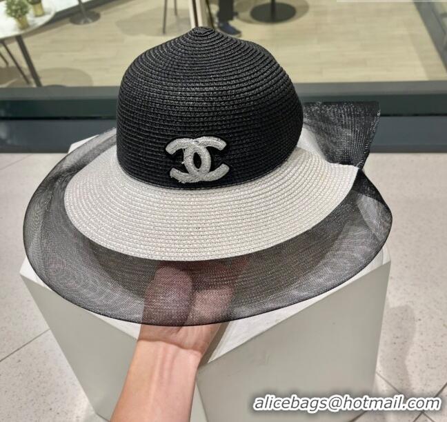 Hot Style Chanel Straw Hat CH22704 Black/White 2023