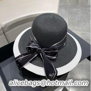 New Cheap Chanel Straw Hat CH22703 Black 2023