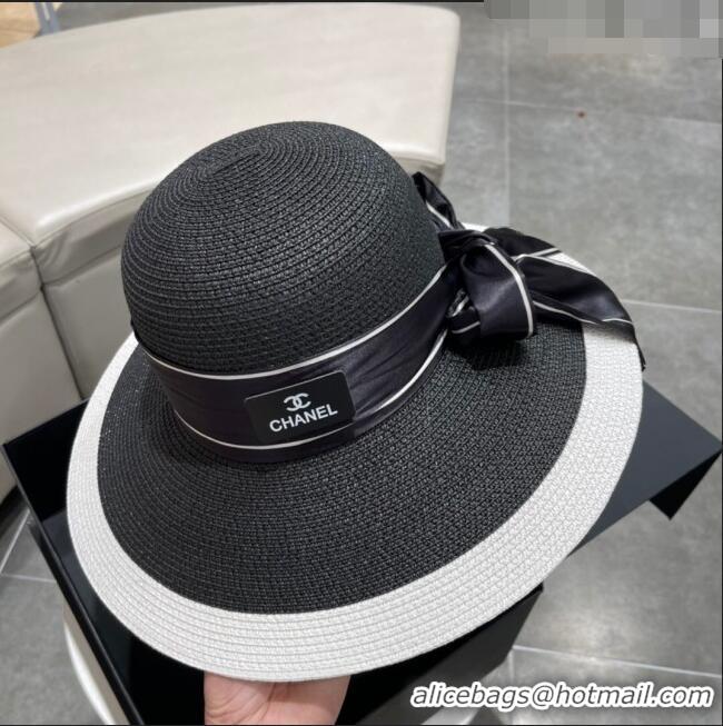 New Cheap Chanel Straw Hat CH22703 Black 2023