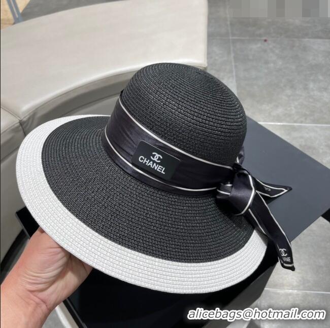 New Cheap Chanel Straw Hat CH22703 Black 2023