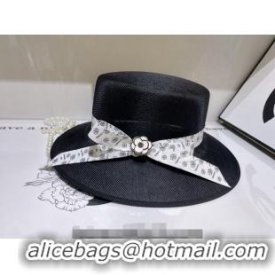 Promotional Chanel Camellia Bow Hat C0311 Black 2203