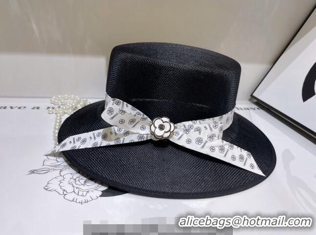 Promotional Chanel Camellia Bow Hat C0311 Black 2203