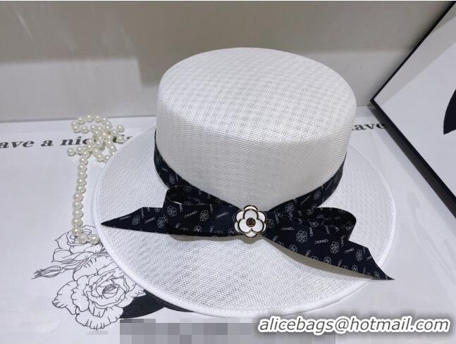 Top Grade Chanel Camellia Bow Hat C0311 White 2203