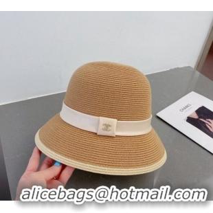 Trendy Design Chanel Straw Bucket Hat with CC Band 0308 Khaki 2023