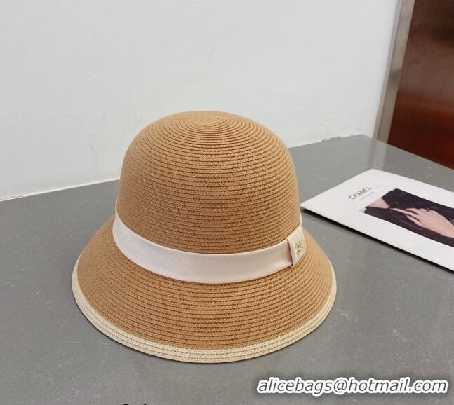 Trendy Design Chanel Straw Bucket Hat with CC Band 0308 Khaki 2023