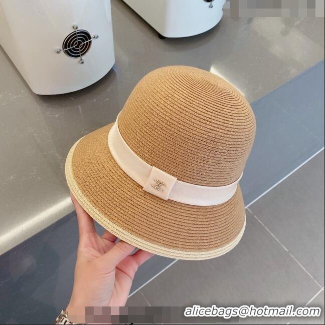 Trendy Design Chanel Straw Bucket Hat with CC Band 0308 Khaki 2023