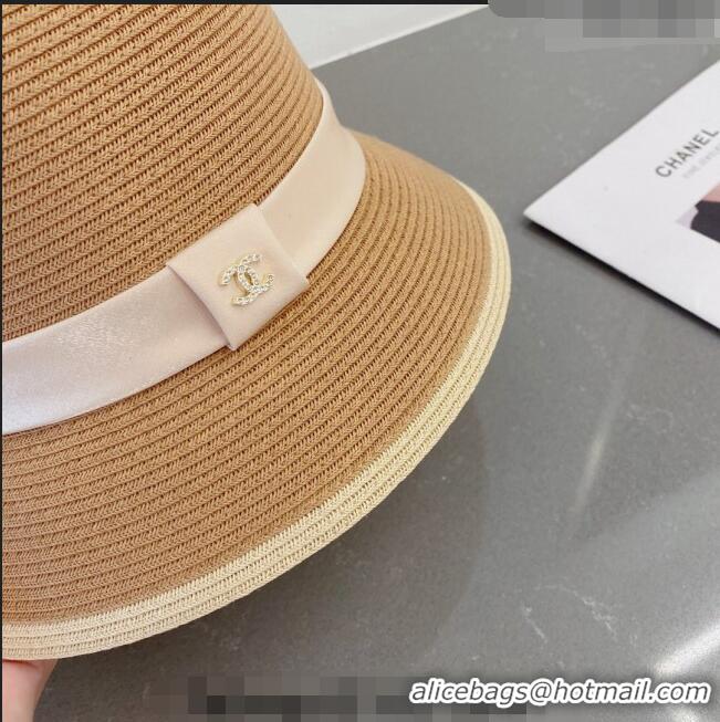 Trendy Design Chanel Straw Bucket Hat with CC Band 0308 Khaki 2023