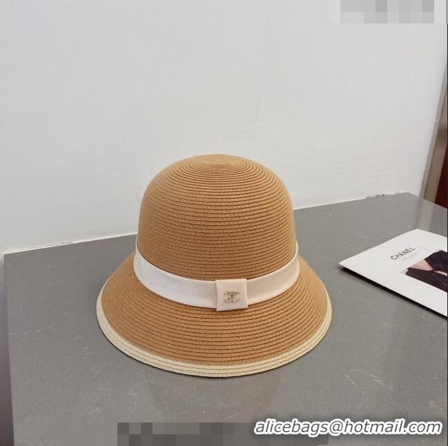 Trendy Design Chanel Straw Bucket Hat with CC Band 0308 Khaki 2023