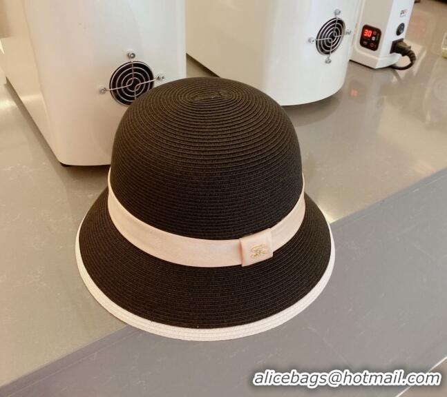 Promotional Chanel Straw Bucket Hat with CC Band 0308 Black 2023