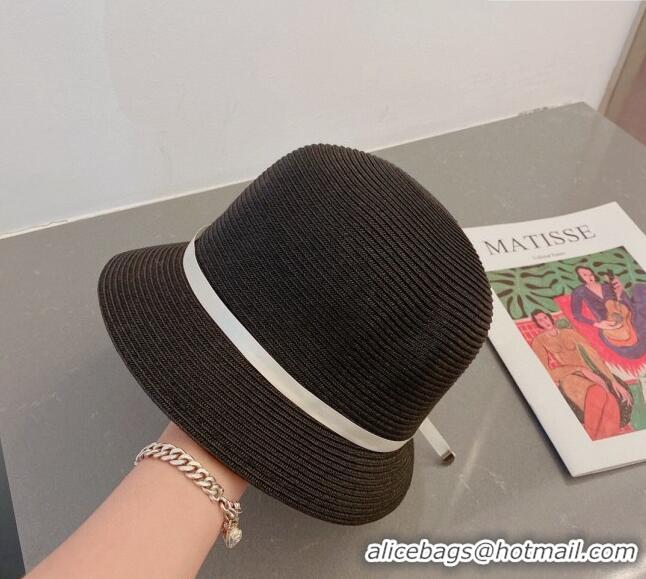 Cheapest Chanel Straw Bucket Hat with CC Bow 030806 Black 2023