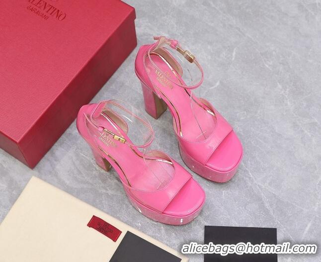 Hot Style Valentino Patent Leather High Heel Platform Sandals 15.5cm Pink 112980