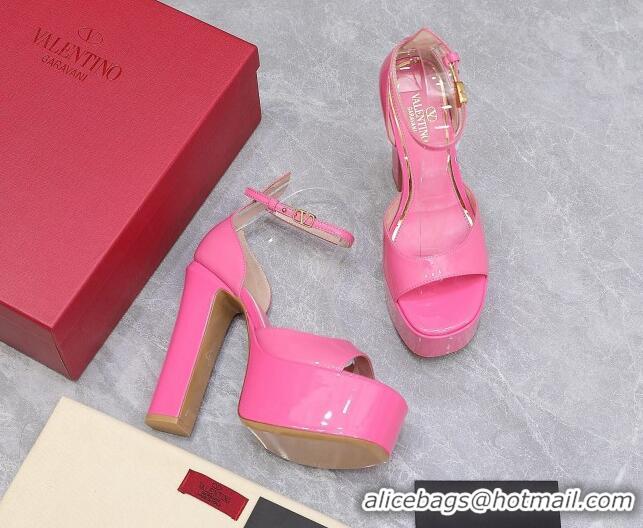 Hot Style Valentino Patent Leather High Heel Platform Sandals 15.5cm Pink 112980