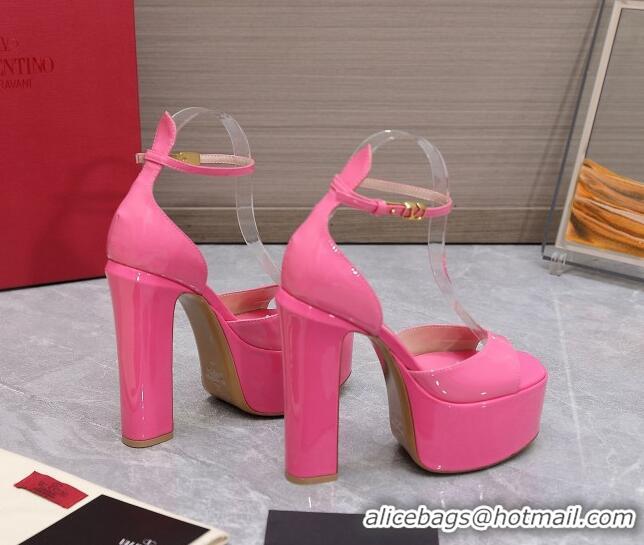 Hot Style Valentino Patent Leather High Heel Platform Sandals 15.5cm Pink 112980