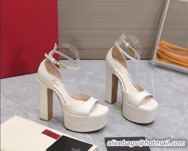 Top Design Valentino Patent Leather High Heel Platform Sandals 15.5cm White 112982