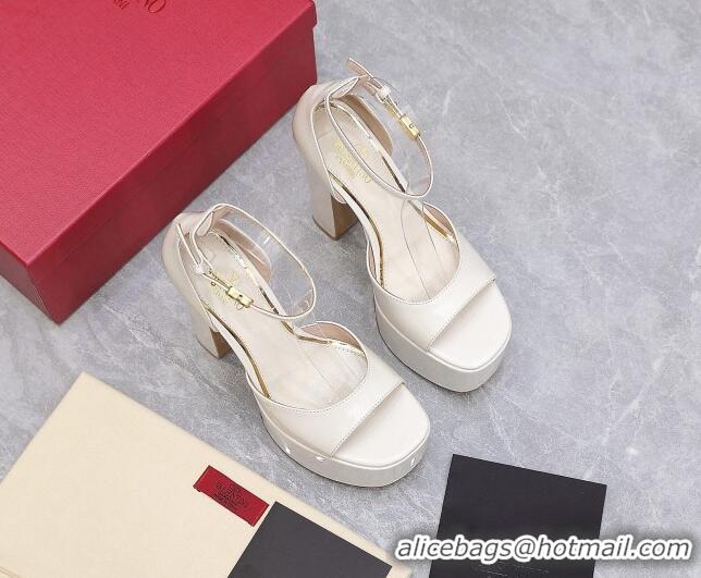 Top Design Valentino Patent Leather High Heel Platform Sandals 15.5cm White 112982