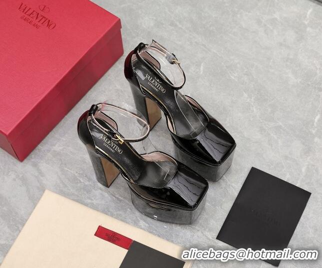 Pretty Style Valentino Tan-Go Platform Pumps 15.5cm in Patent Leather Black 112983