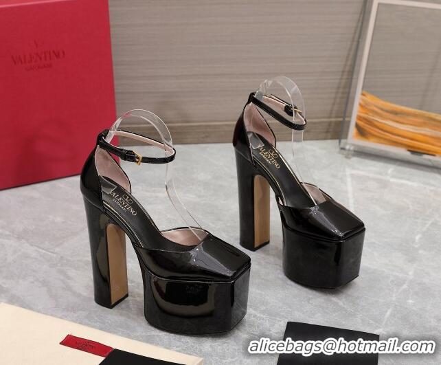 Pretty Style Valentino Tan-Go Platform Pumps 15.5cm in Patent Leather Black 112983