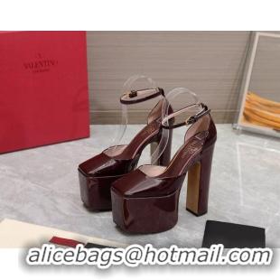 Best Price Valentino Tan-Go Platform Pumps 15.5cm in Patent Leather Burgundy 112984