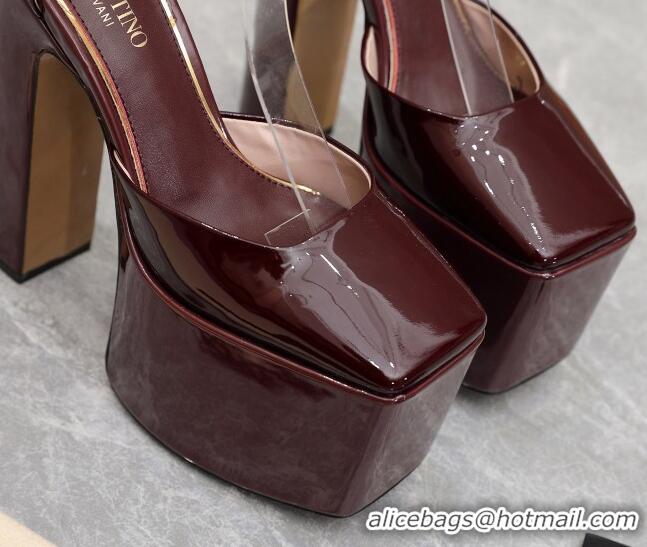 Best Price Valentino Tan-Go Platform Pumps 15.5cm in Patent Leather Burgundy 112984