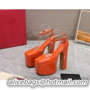 Sumptuous Valentino Tan-Go Platform Pumps 15.5cm in Patent Leather Orange 112985