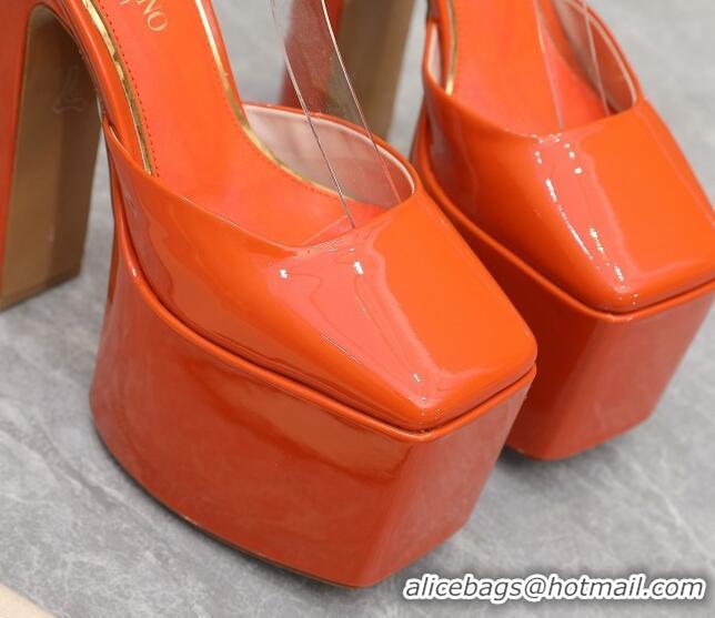 Sumptuous Valentino Tan-Go Platform Pumps 15.5cm in Patent Leather Orange 112985