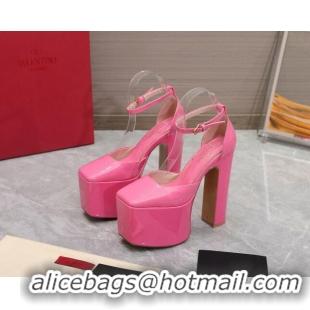 Luxury Valentino Tan-Go Platform Pumps 15.5cm in Patent Leather Pink 112986