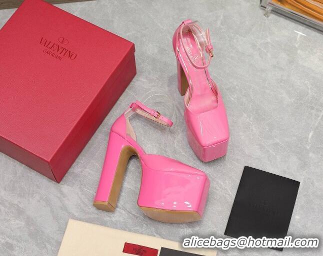 Luxury Valentino Tan-Go Platform Pumps 15.5cm in Patent Leather Pink 112986