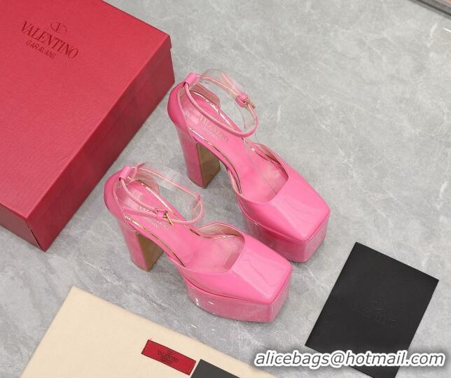 Luxury Valentino Tan-Go Platform Pumps 15.5cm in Patent Leather Pink 112986