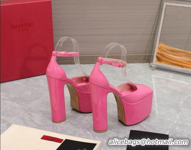 Luxury Valentino Tan-Go Platform Pumps 15.5cm in Patent Leather Pink 112986