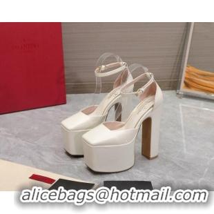 Chic Valentino Tan-Go Platform Pumps 15.5cm in Patent Leather White 112988