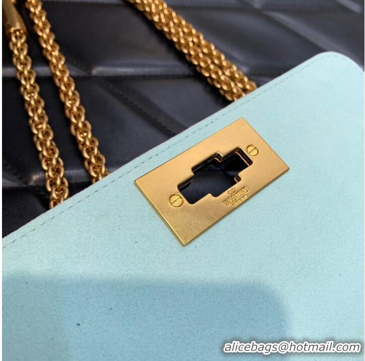 Top Quality VALENTINO GARAVANI small Roman Stud soft sheep leather chain shoulder bag 2288 light blue