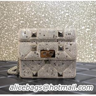 Original Grade VALENTINO GARAVANI small Roman Stud soft sheep leather chain shoulder bag 2288 white