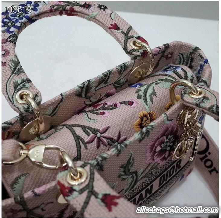 Grade Quality MEDIUM LADY D-LITE BAG Natural Multicolor Raffia Embroidered with Dior Petites Fleurs M0565OE