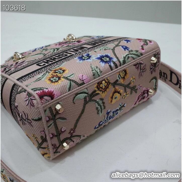 Grade Quality MEDIUM LADY D-LITE BAG Natural Multicolor Raffia Embroidered with Dior Petites Fleurs M0565OE