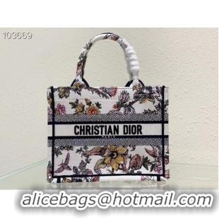 Well Crafted SMALL DIOR BOOK TOTE M1265ZC White Multicolor Dior Jardin Botanique Embroidery M1265ZC