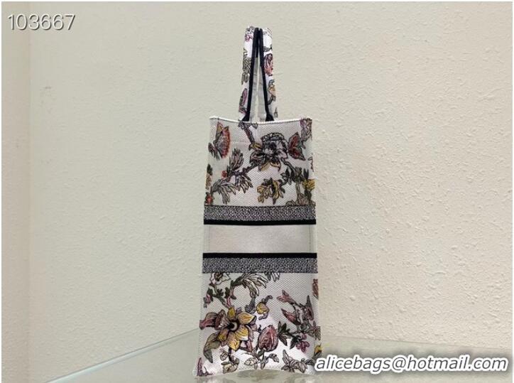 Good Product LARGE DIOR BOOK TOTE White Multicolor Dior Jardin Botanique Embroidery M1286ZEA