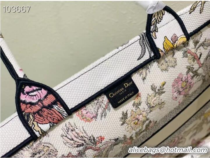 Good Product LARGE DIOR BOOK TOTE White Multicolor Dior Jardin Botanique Embroidery M1286ZEA