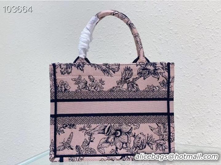 Reasonable Price SMALL DIOR BOOK TOTE Powder Pink Dior Jardin Botanique Embroidery M1265ZC