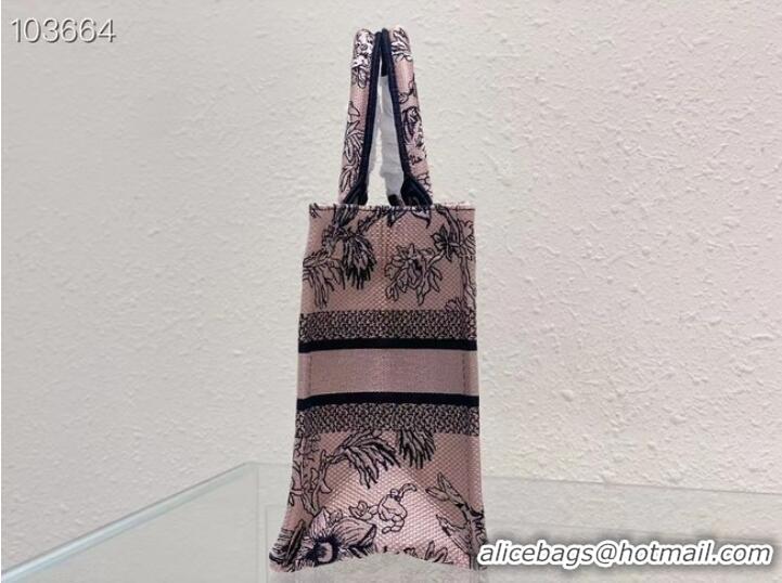 Reasonable Price SMALL DIOR BOOK TOTE Powder Pink Dior Jardin Botanique Embroidery M1265ZC