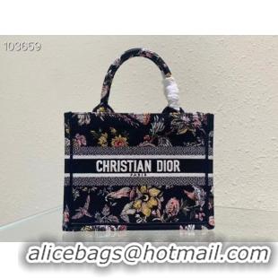 Good Price SMALL DIOR BOOK TOTE M1265ZC black Multicolor Dior Jardin Botanique Embroidery M1265ZC