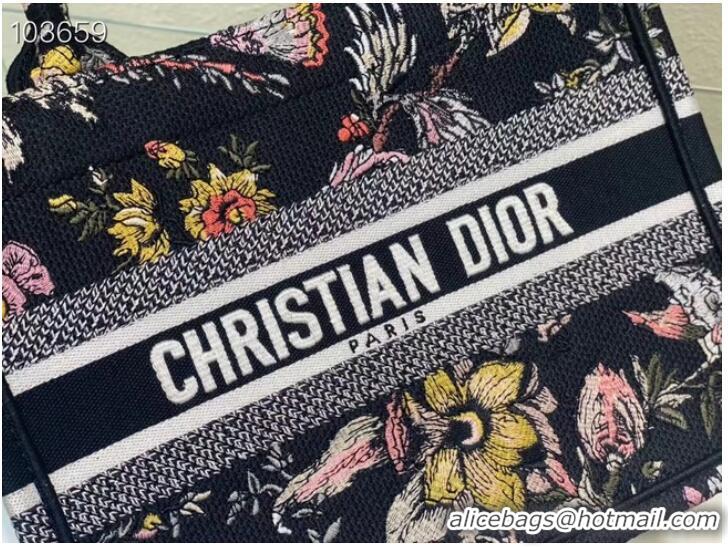 Good Price SMALL DIOR BOOK TOTE M1265ZC black Multicolor Dior Jardin Botanique Embroidery M1265ZC