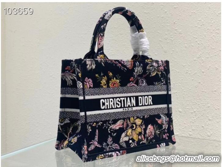 Good Price SMALL DIOR BOOK TOTE M1265ZC black Multicolor Dior Jardin Botanique Embroidery M1265ZC