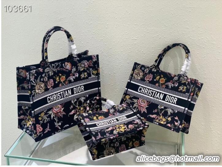 Good Price SMALL DIOR BOOK TOTE M1265ZC black Multicolor Dior Jardin Botanique Embroidery M1265ZC