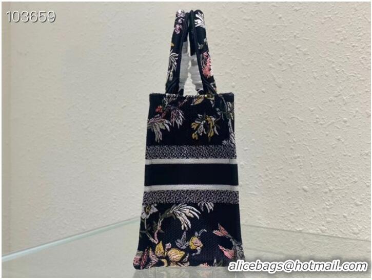 Good Price SMALL DIOR BOOK TOTE M1265ZC black Multicolor Dior Jardin Botanique Embroidery M1265ZC