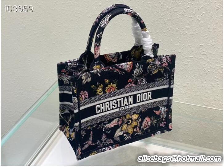 Good Price SMALL DIOR BOOK TOTE M1265ZC black Multicolor Dior Jardin Botanique Embroidery M1265ZC