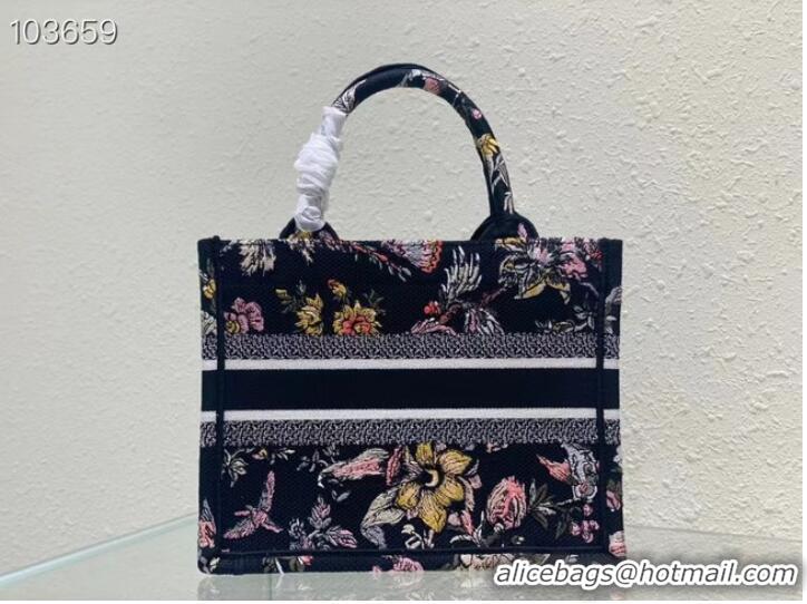 Good Price SMALL DIOR BOOK TOTE M1265ZC black Multicolor Dior Jardin Botanique Embroidery M1265ZC