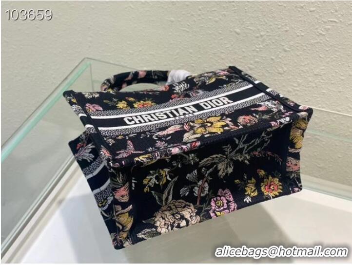 Good Price SMALL DIOR BOOK TOTE M1265ZC black Multicolor Dior Jardin Botanique Embroidery M1265ZC